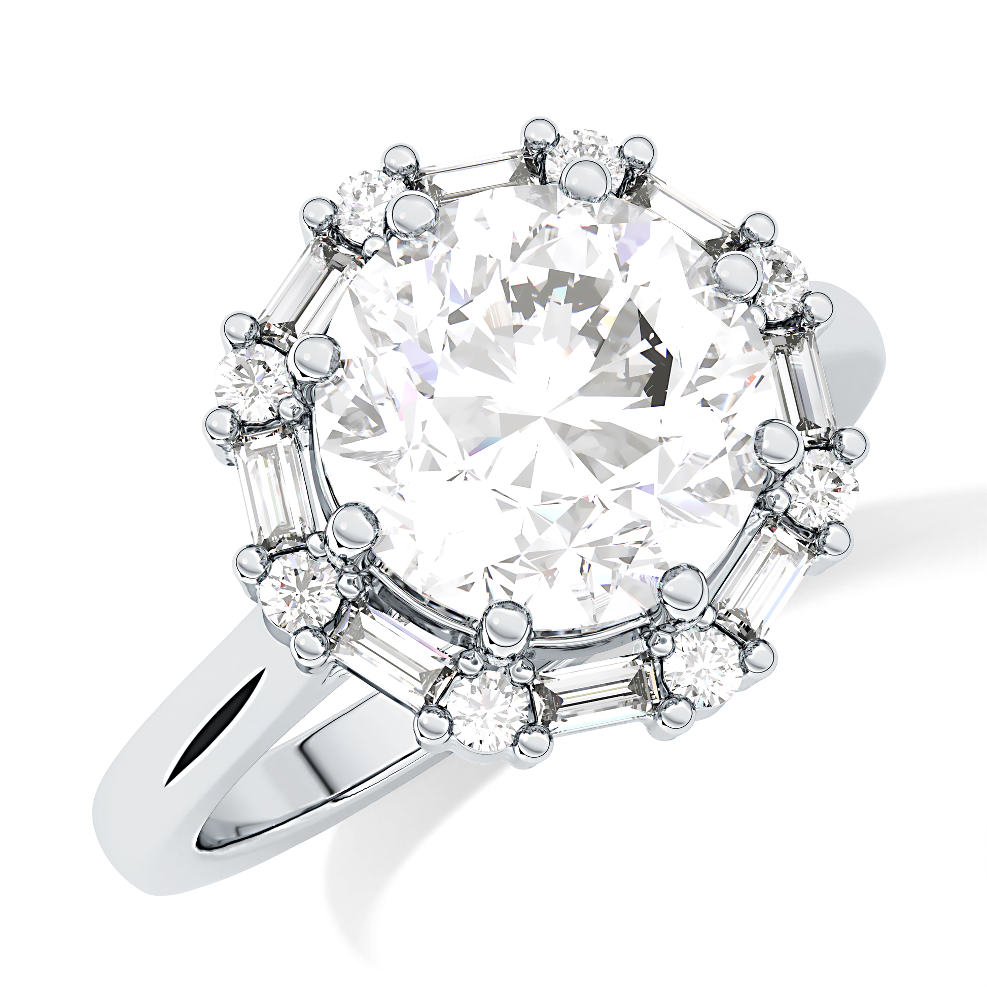 Round Cut 3.16 Carat Moissanite Ring – Halo Setting in Gold