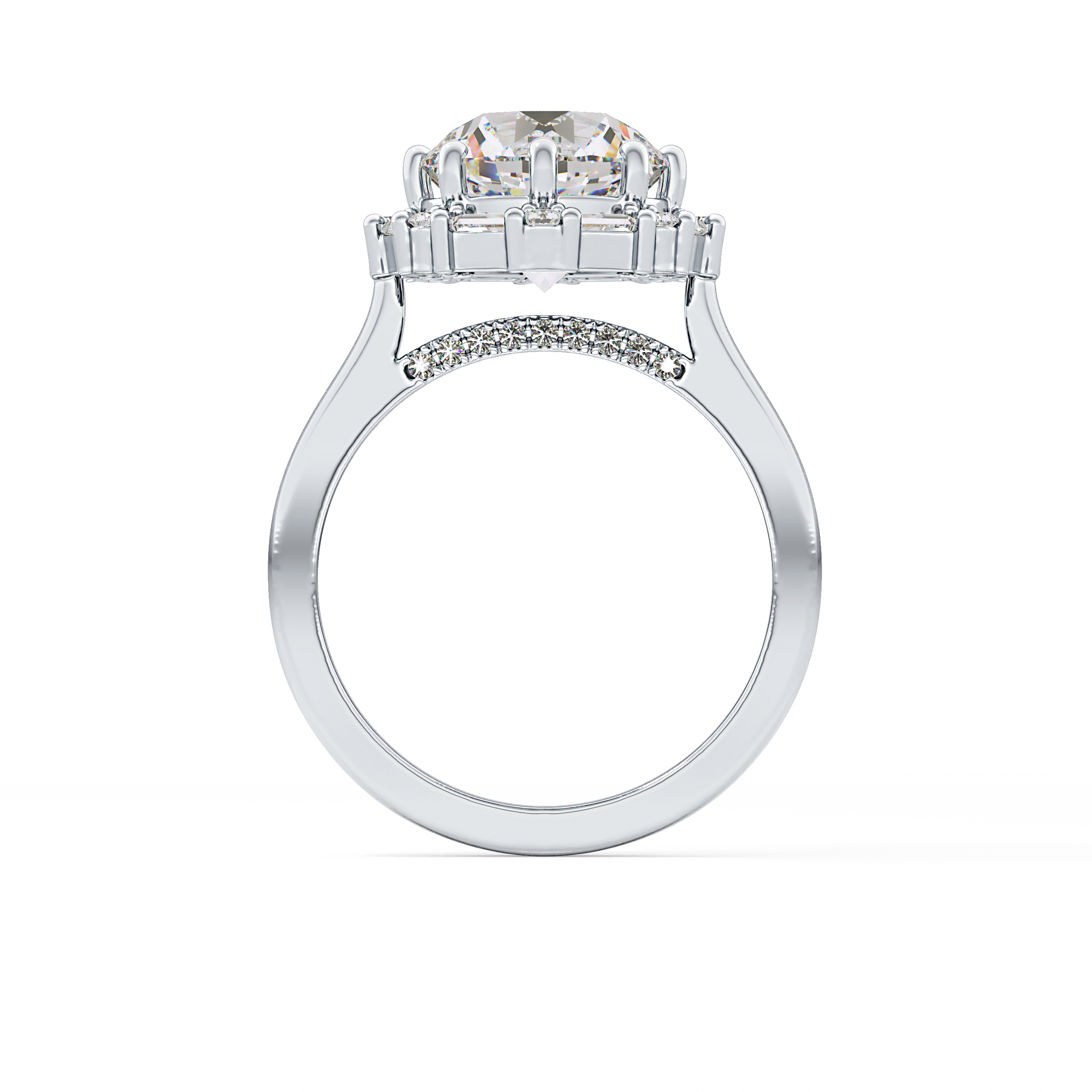 Round Cut 3.16 Carat Moissanite Ring – Halo Setting in Gold