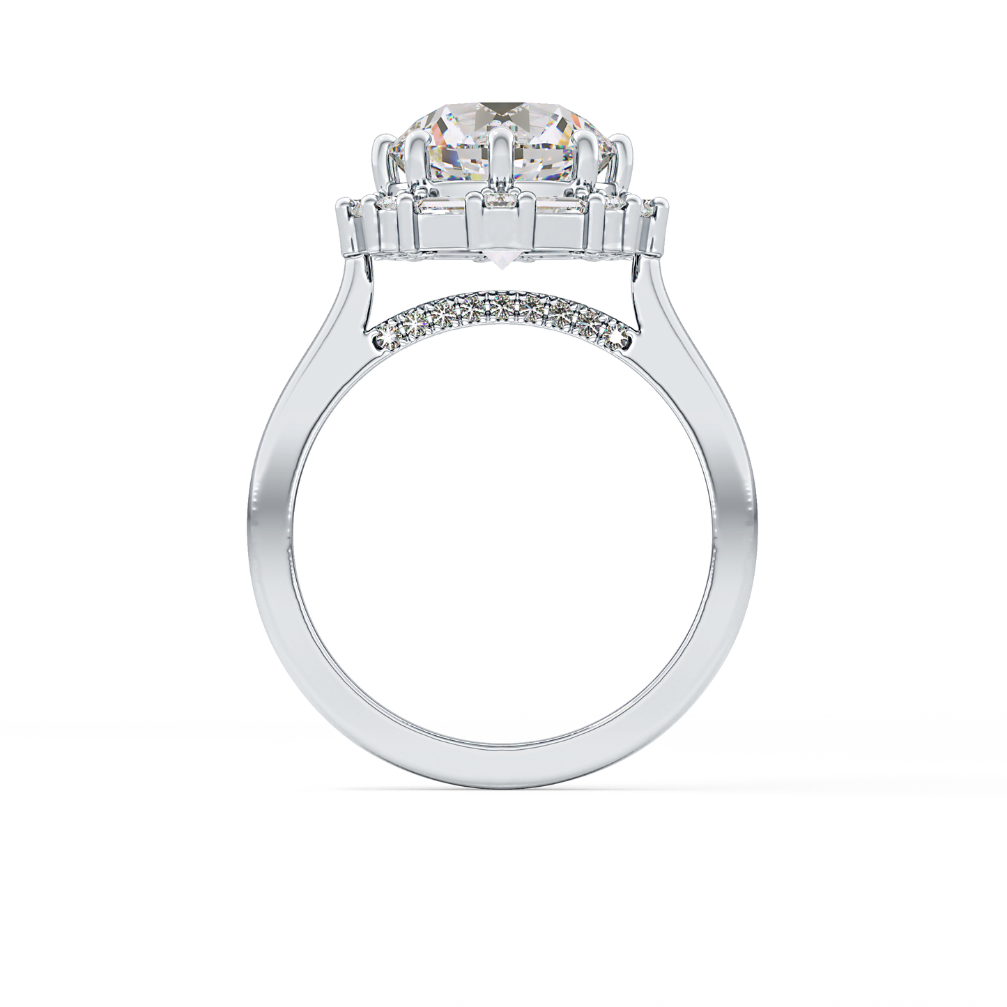 Round Cut 3.16 Carat Moissanite Ring – Halo Setting in Gold