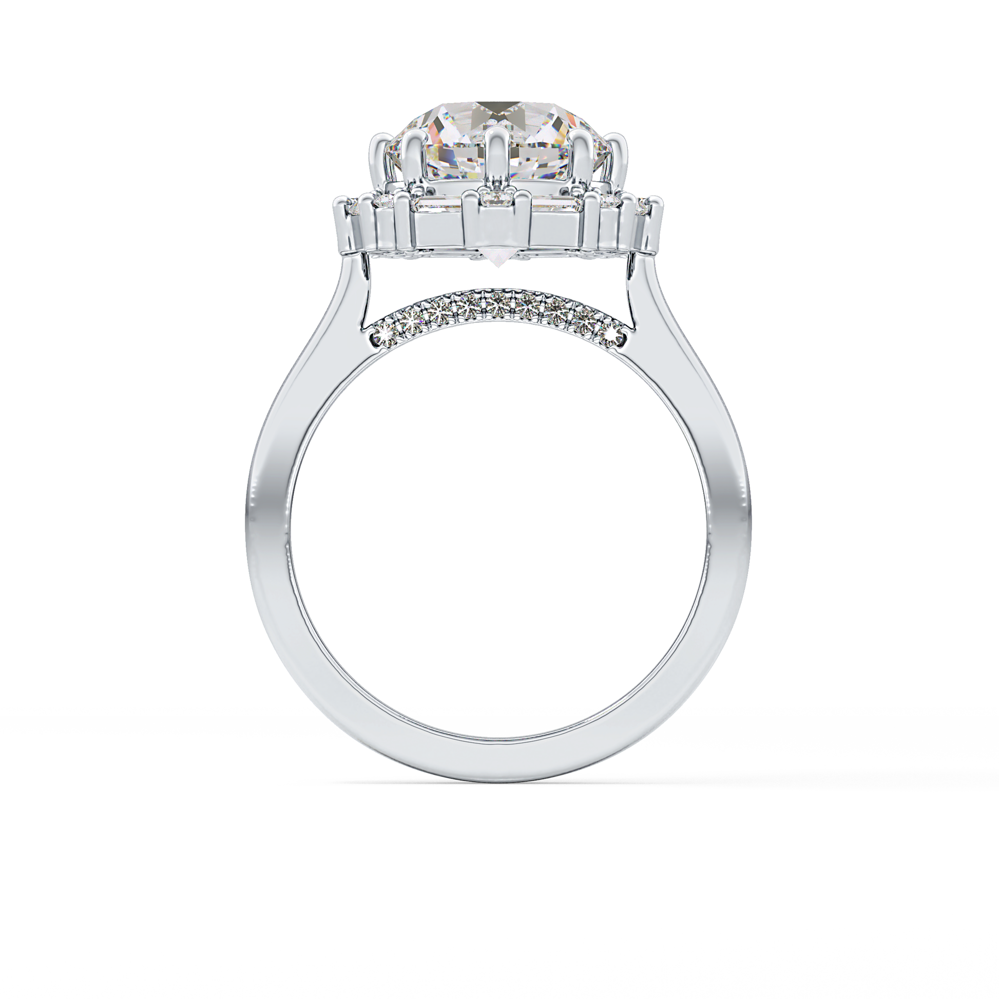 Round Cut 3.16 Carat Moissanite Ring – Halo Setting in Gold