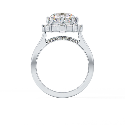 Round Cut 3.16 Carat Moissanite Ring – Halo Setting in Gold