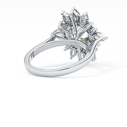 Round Cut 2.71 Carat Moissanite Ring – Cluster Setting in Gold