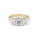 Princess Cut 1.87 Carat Moissanite Ring – Three Stones Setting in Gold