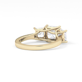 Princess Cut 1.87 Carat Moissanite Ring – Three Stones Setting in Gold