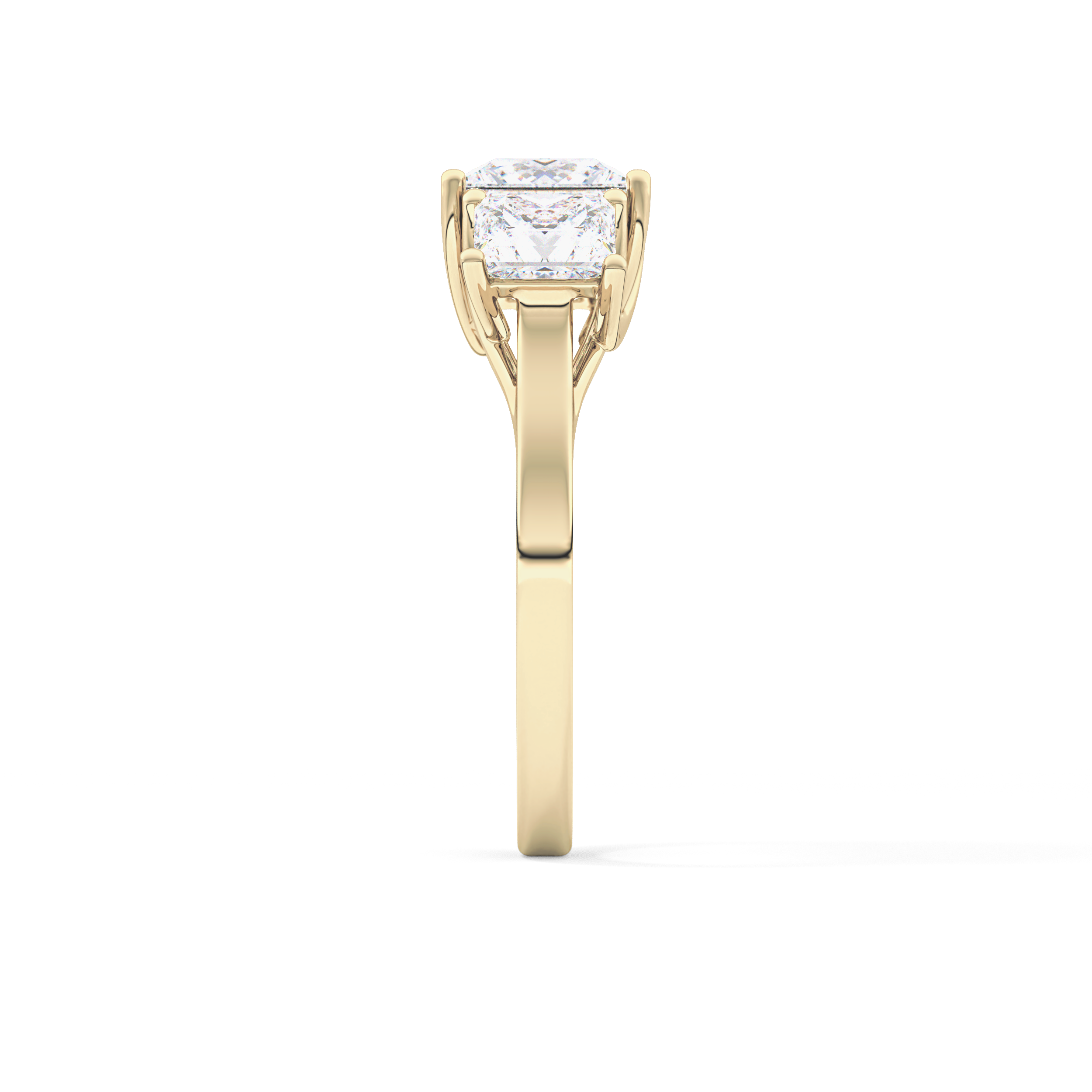 Princess Cut 1.87 Carat Moissanite Ring – Three Stones Setting in Gold