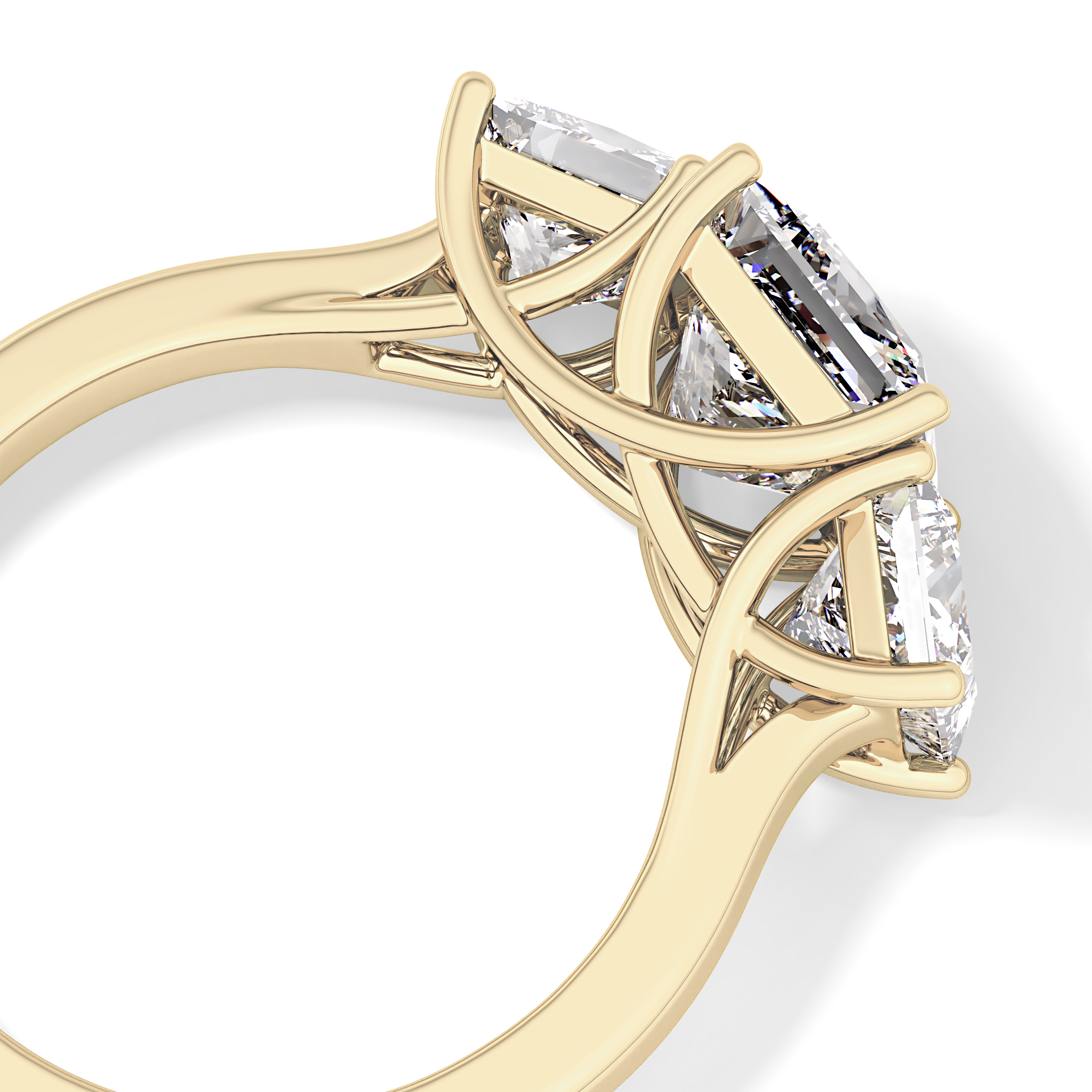 Princess Cut 1.87 Carat Moissanite Ring – Three Stones Setting in Gold