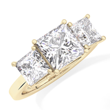 Princess Cut 1.87 Carat Moissanite Ring – Three Stones Setting in Gold