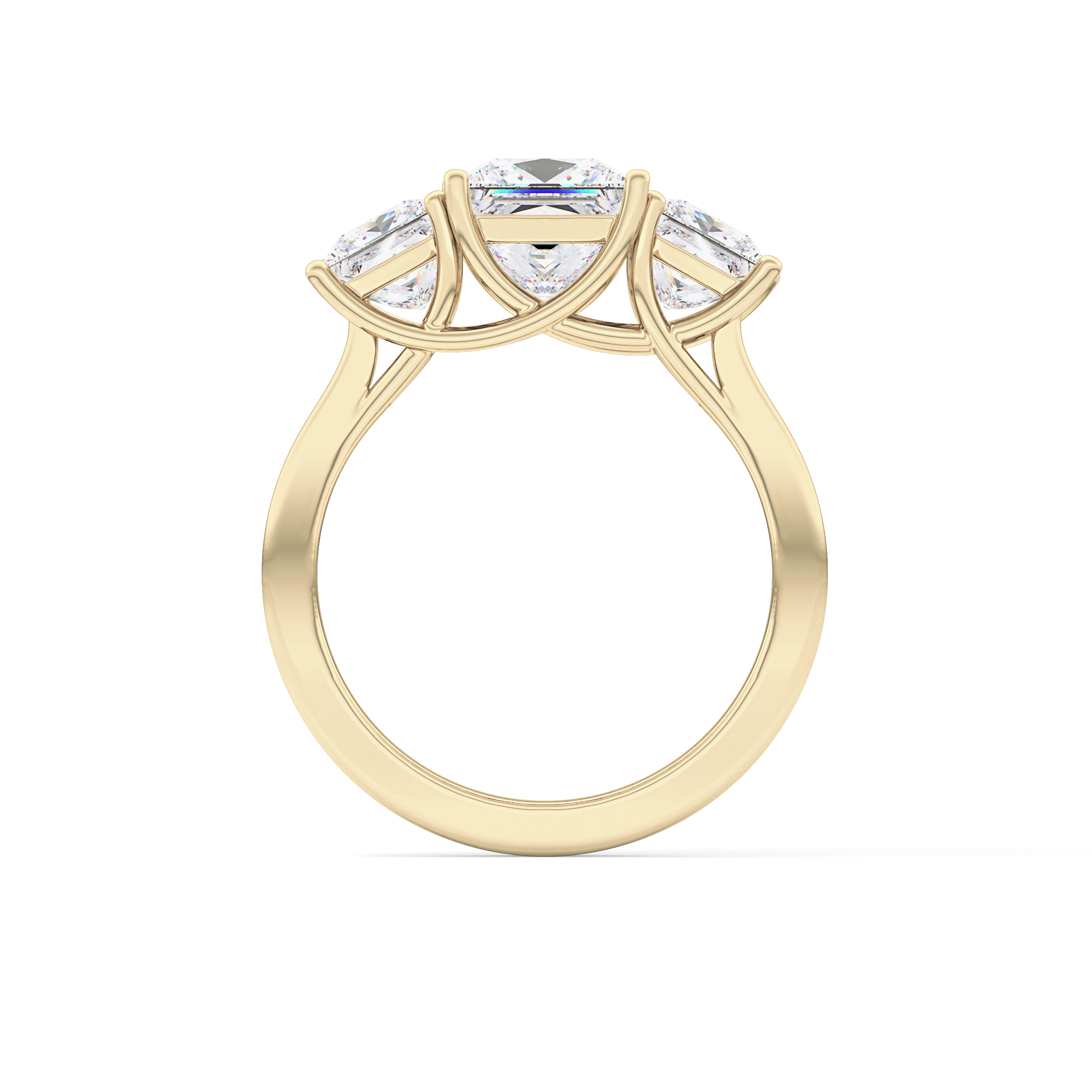 Princess Cut 1.87 Carat Moissanite Ring – Three Stones Setting in Gold