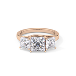 Princess Cut 1.87 Carat Moissanite Ring – Three Stones Setting in Gold