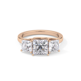 Princess Cut 1.87 Carat Moissanite Ring – Three Stones Setting in Gold