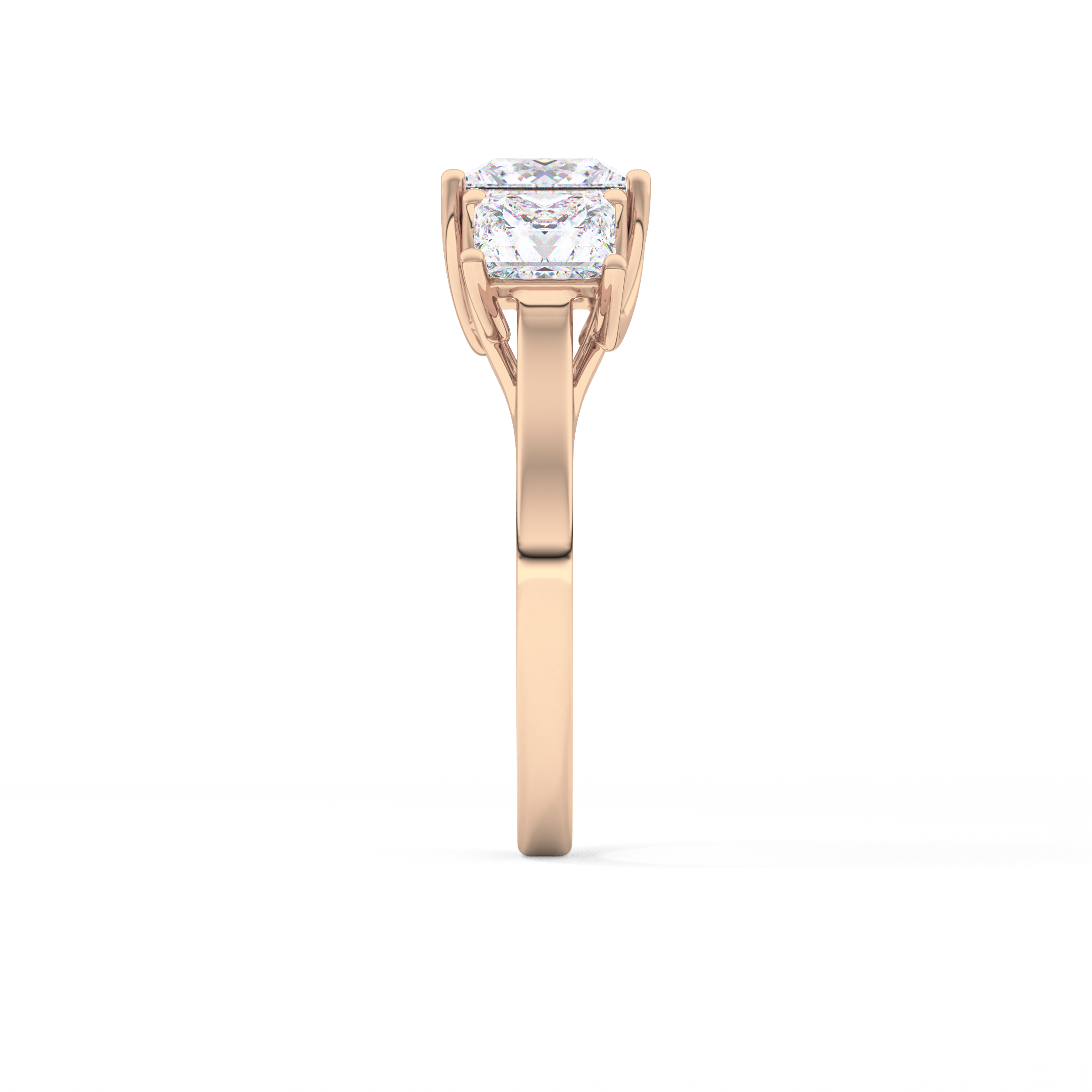Princess Cut 1.87 Carat Moissanite Ring – Three Stones Setting in Gold