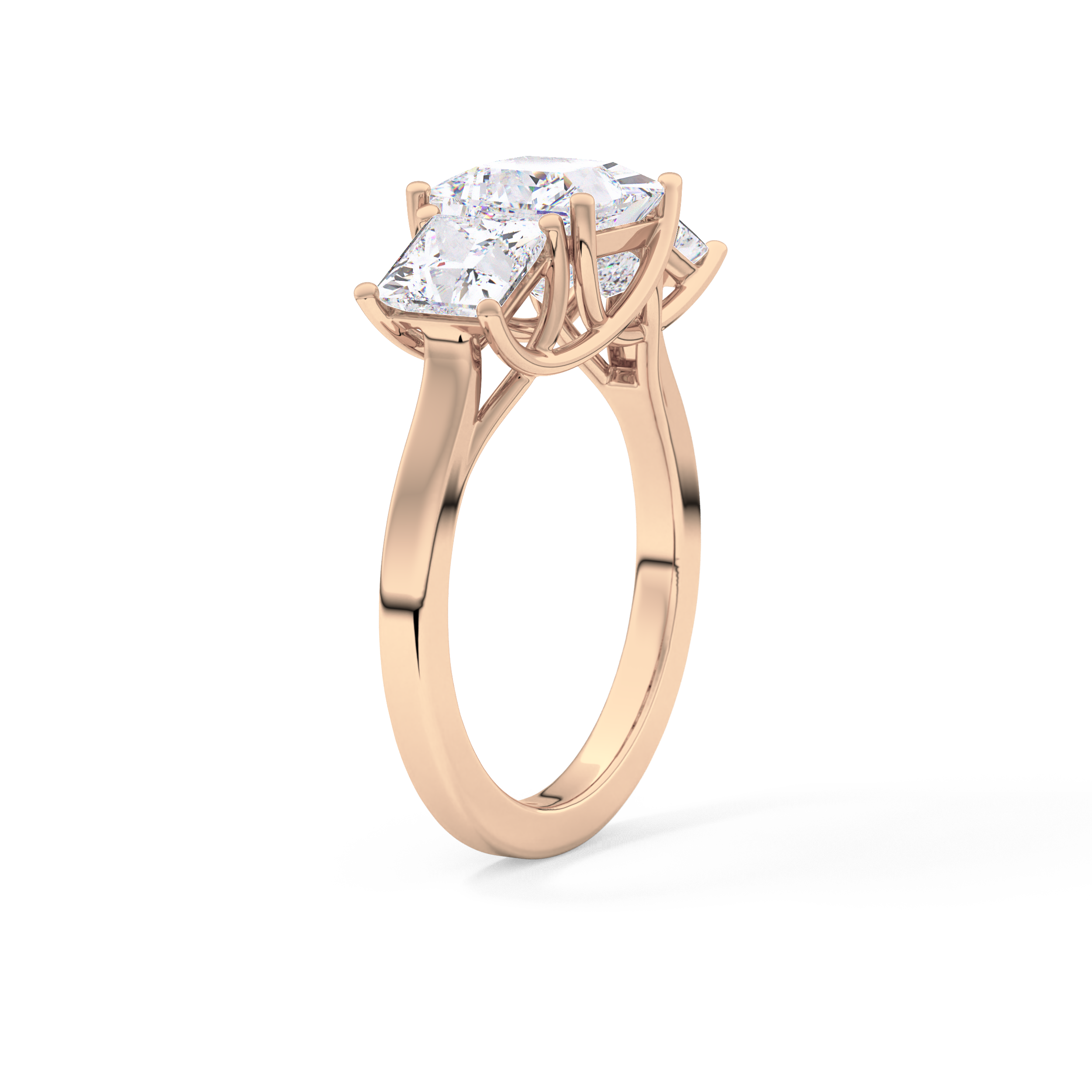 Princess Cut 1.87 Carat Moissanite Ring – Three Stones Setting in Gold