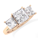 Princess Cut 1.87 Carat Moissanite Ring – Three Stones Setting in Gold