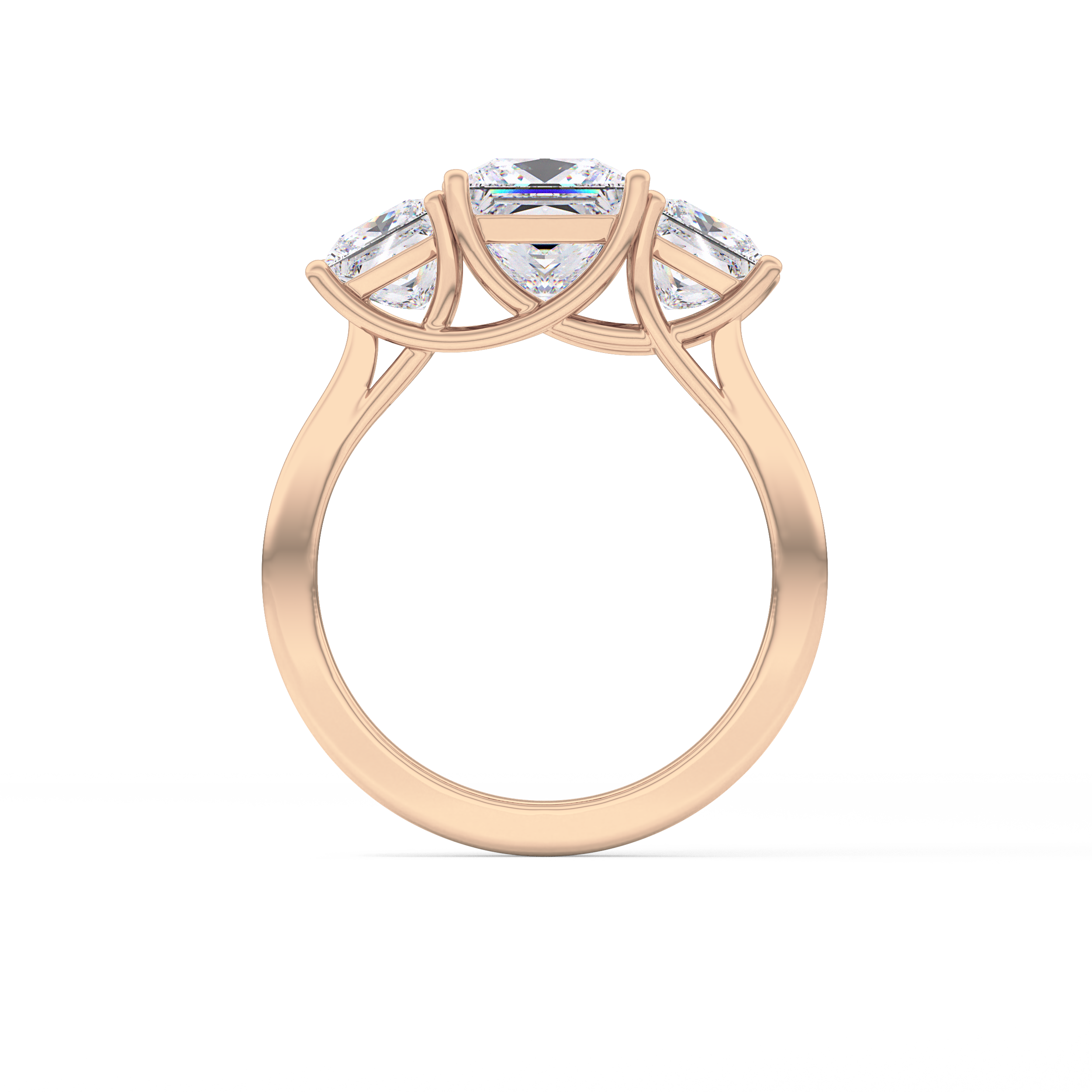 Princess Cut 1.87 Carat Moissanite Ring – Three Stones Setting in Gold