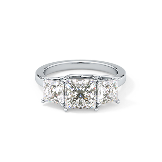 Princess Cut 1.87 Carat Moissanite Ring – Three Stones Setting in Gold