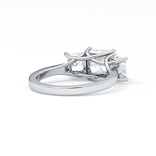 Princess Cut 1.87 Carat Moissanite Ring – Three Stones Setting in Gold