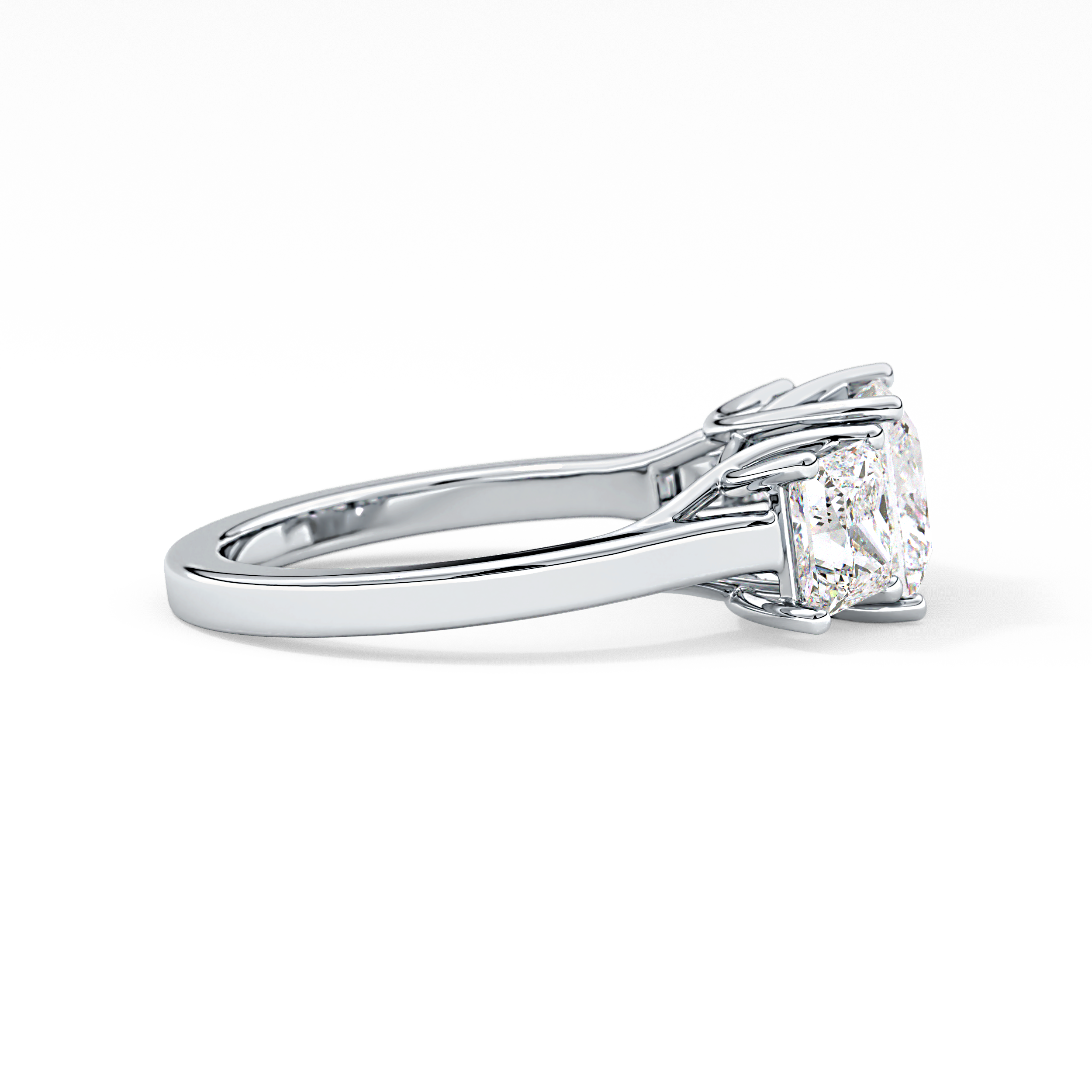 Princess Cut 1.87 Carat Moissanite Ring – Three Stones Setting in Gold