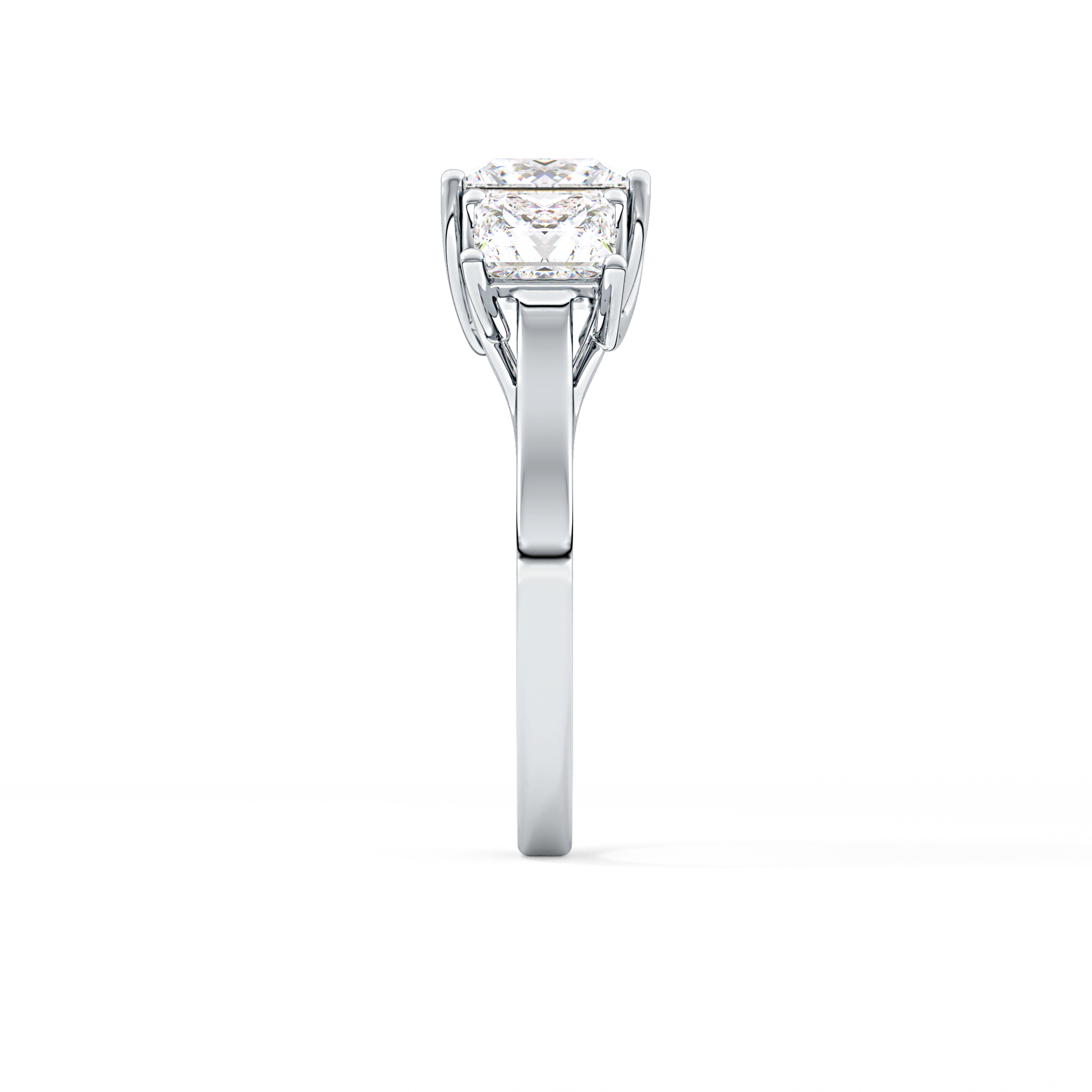 Princess Cut 1.87 Carat Moissanite Ring – Three Stones Setting in Gold