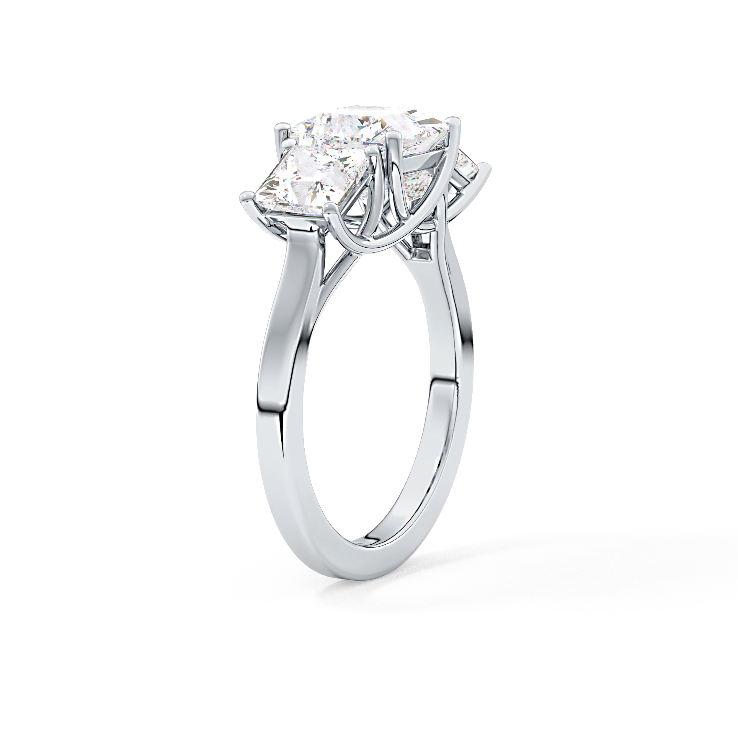 Princess Cut 1.87 Carat Moissanite Ring – Three Stones Setting in Gold