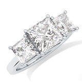 Princess Cut 1.87 Carat Moissanite Ring – Three Stones Setting in Gold