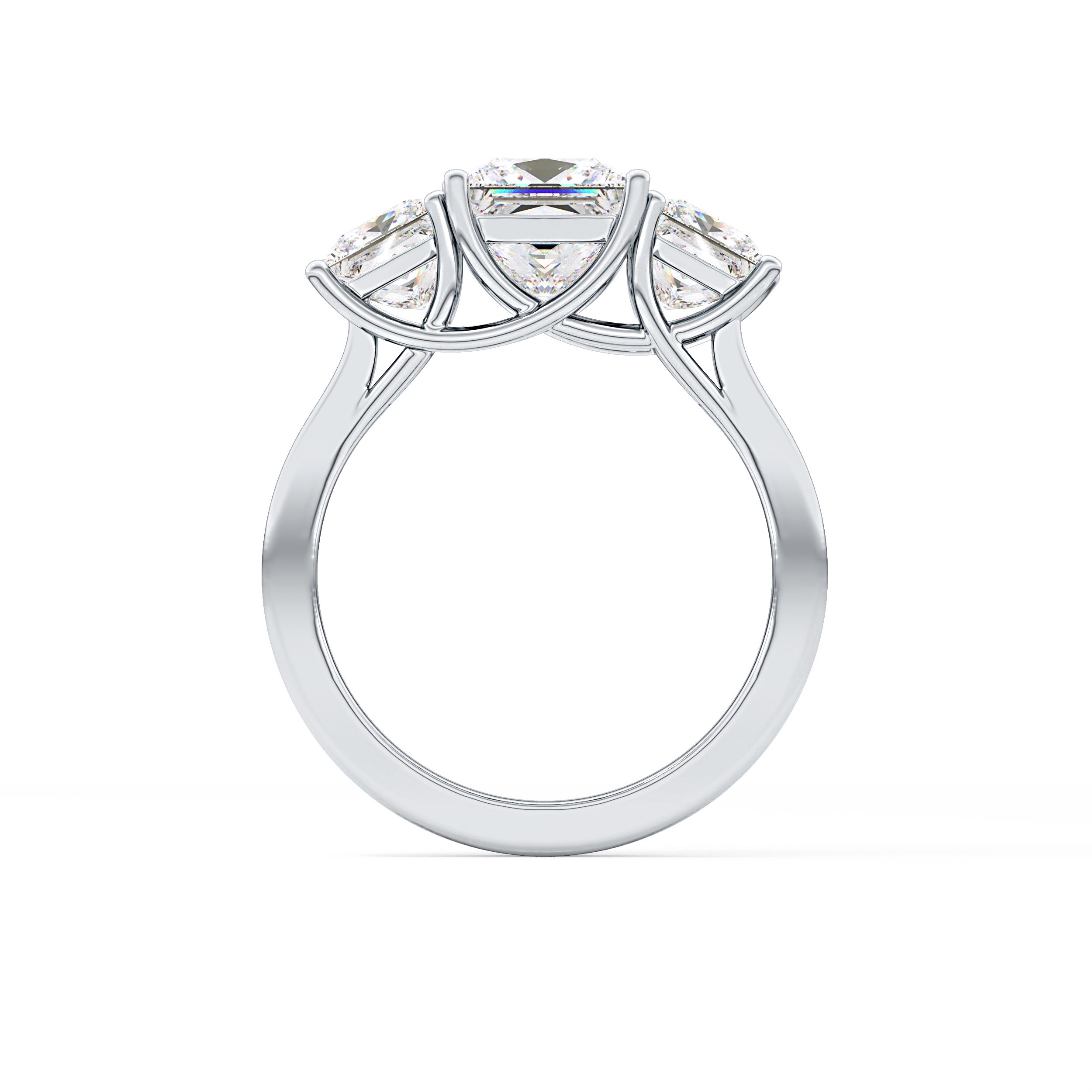 Princess Cut 1.87 Carat Moissanite Ring – Three Stones Setting in Gold