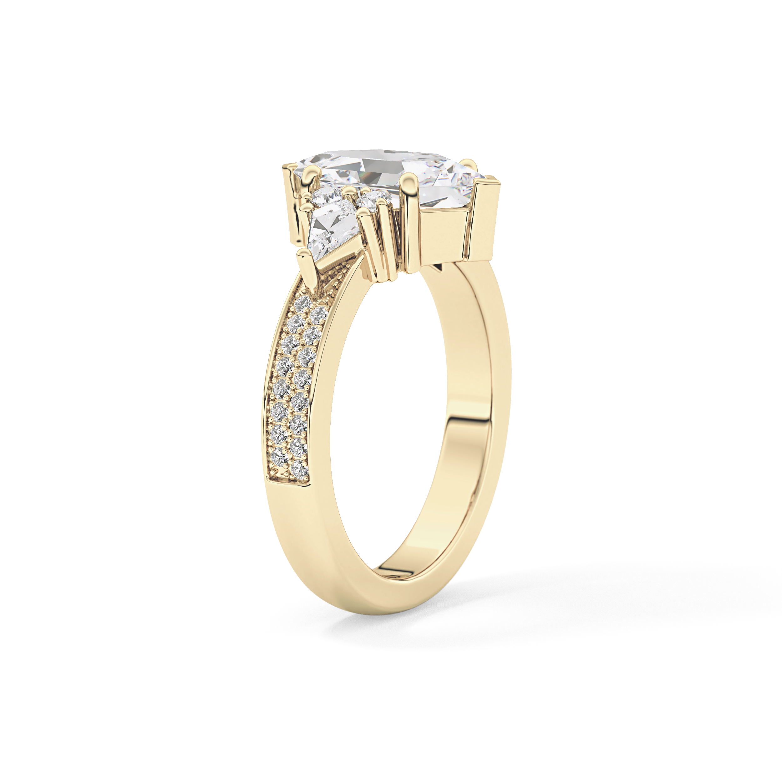 Custom Cut 3.28 Carat Moissanite Ring – Multi Stones Setting in Gold