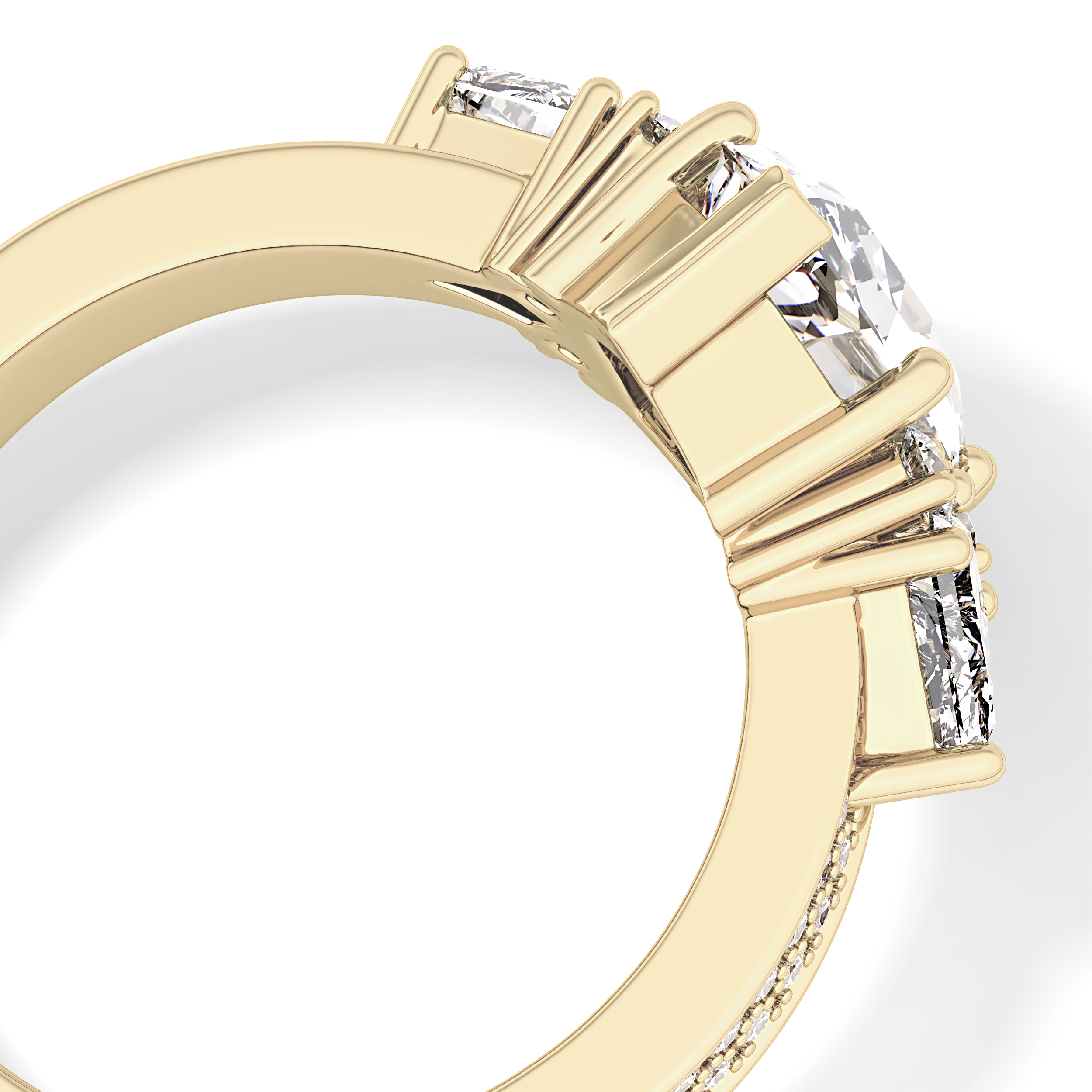 Custom Cut 3.28 Carat Moissanite Ring – Multi Stones Setting in Gold