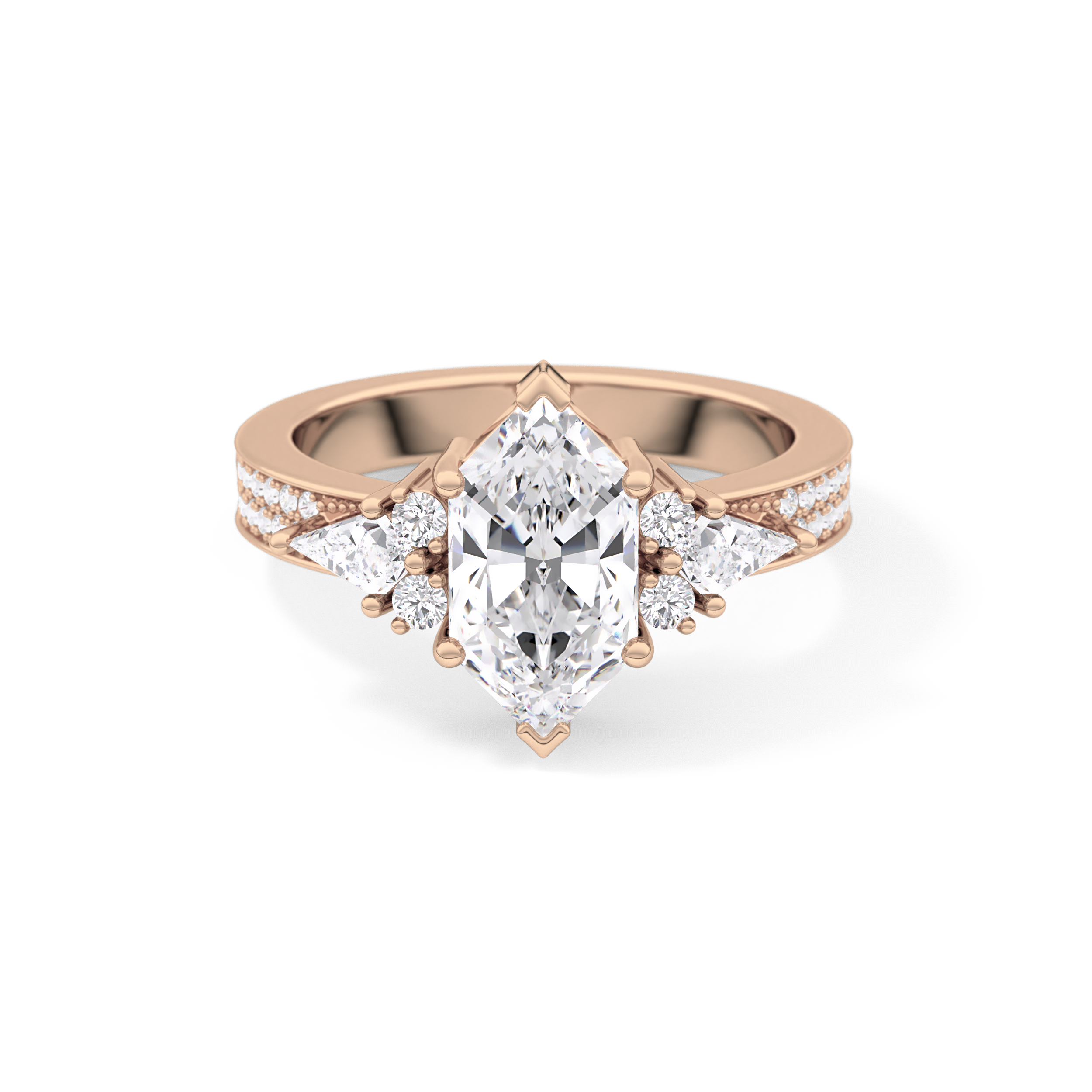 Custom Cut 3.28 Carat Moissanite Ring – Multi Stones Setting in Gold