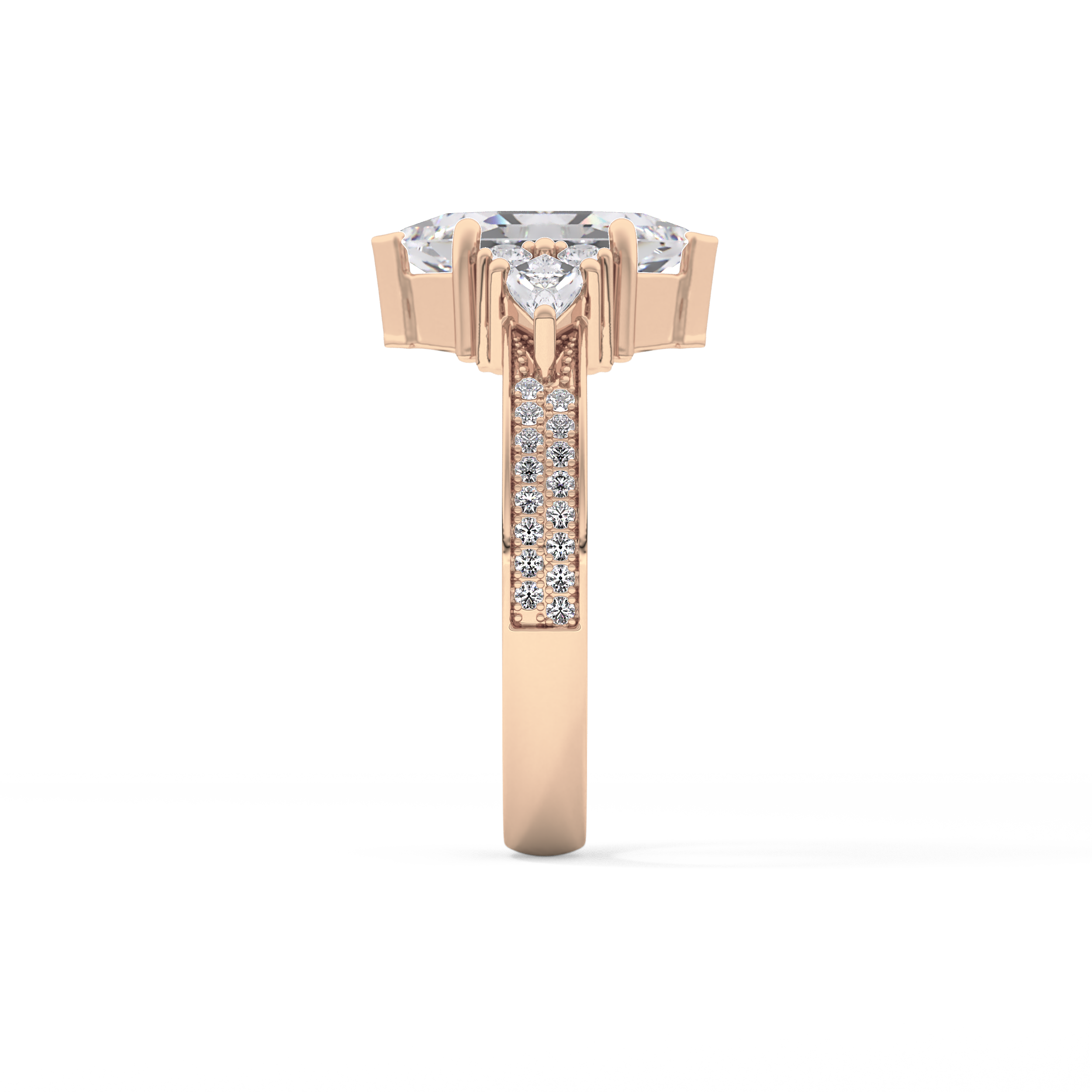 Custom Cut 3.28 Carat Moissanite Ring – Multi Stones Setting in Gold