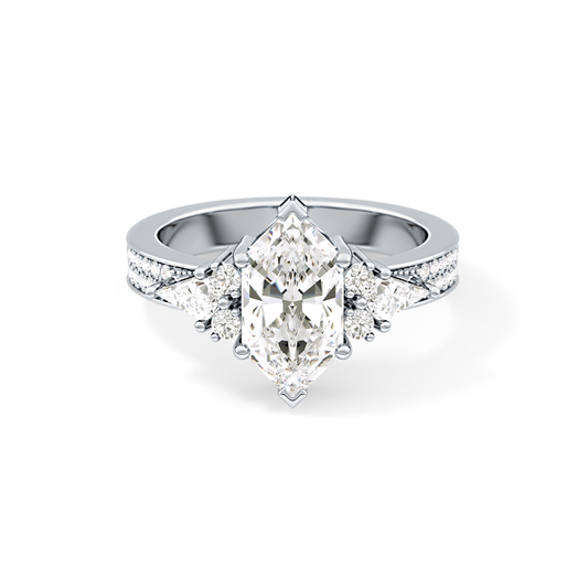 Custom Cut 3.28 Carat Moissanite Ring – Multi Stones Setting in Gold