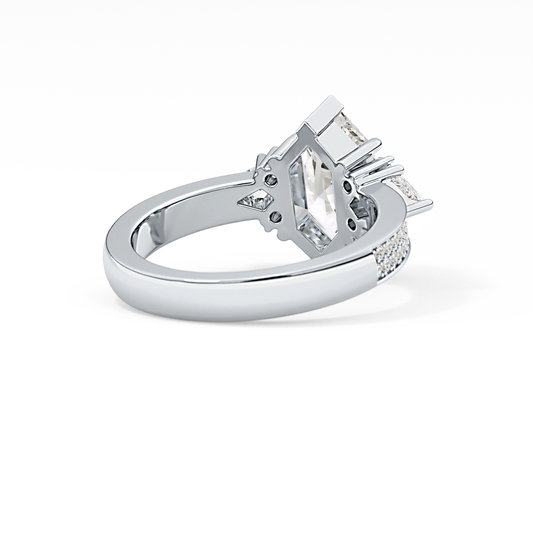 Custom Cut 3.28 Carat Moissanite Ring – Multi Stones Setting in Gold