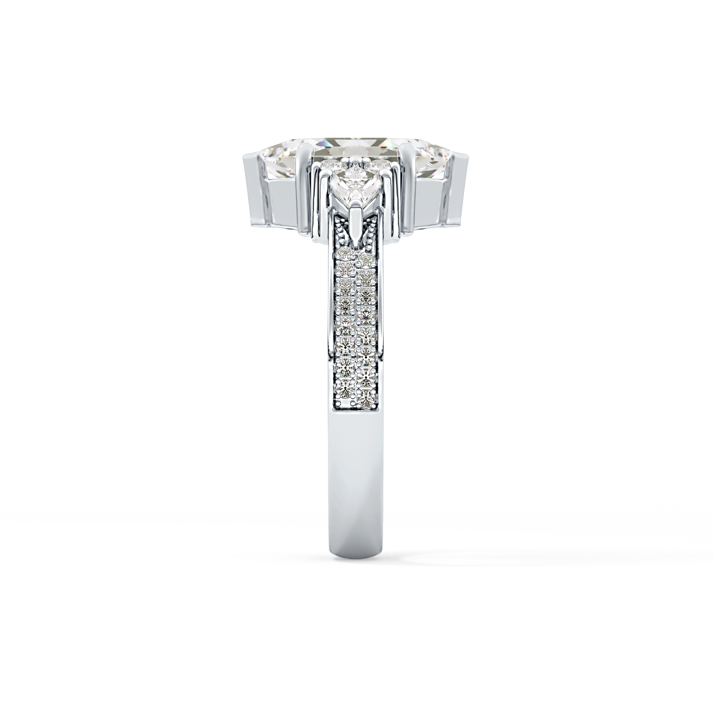 Custom Cut 3.28 Carat Moissanite Ring – Multi Stones Setting in Gold