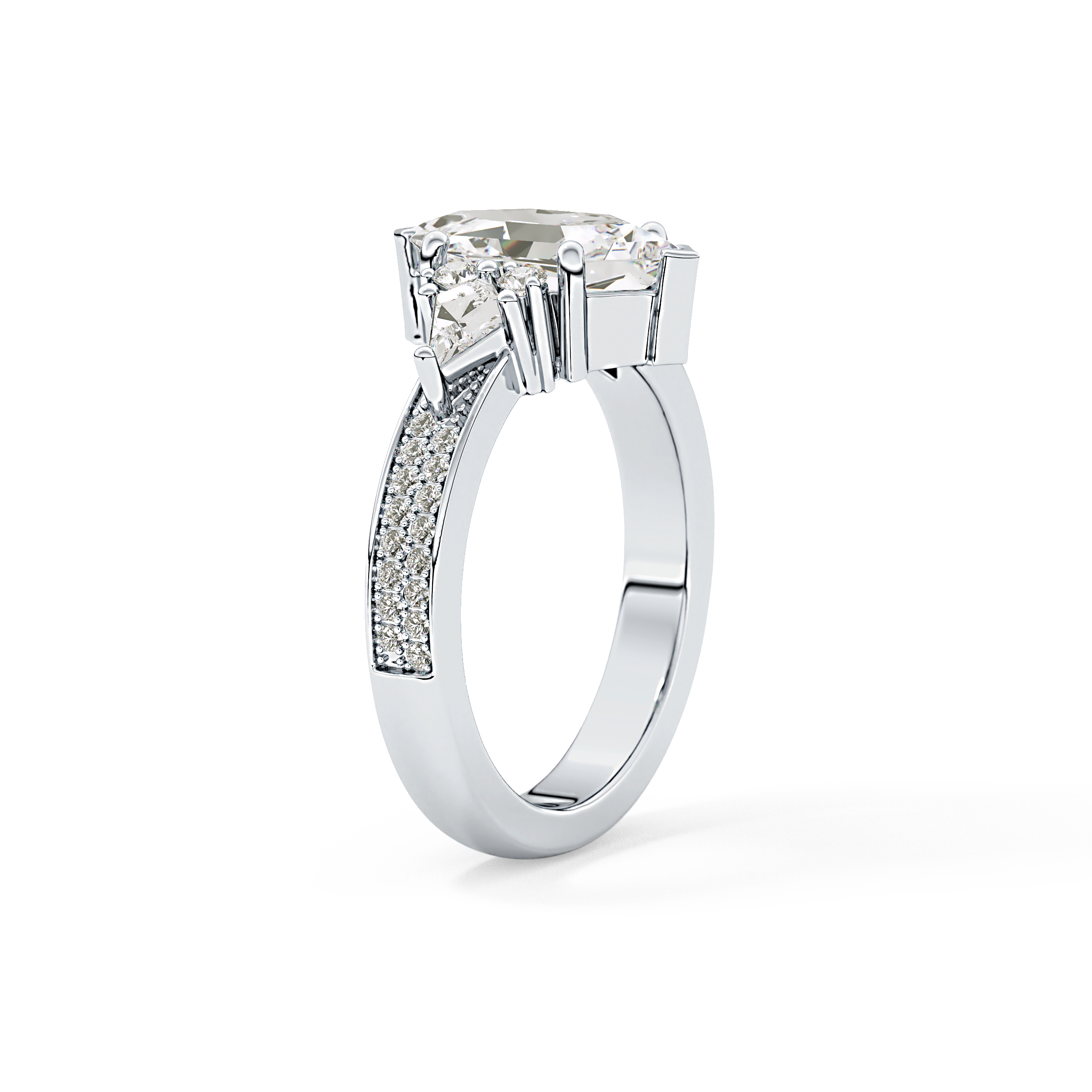 Custom Cut 3.28 Carat Moissanite Ring – Multi Stones Setting in Gold