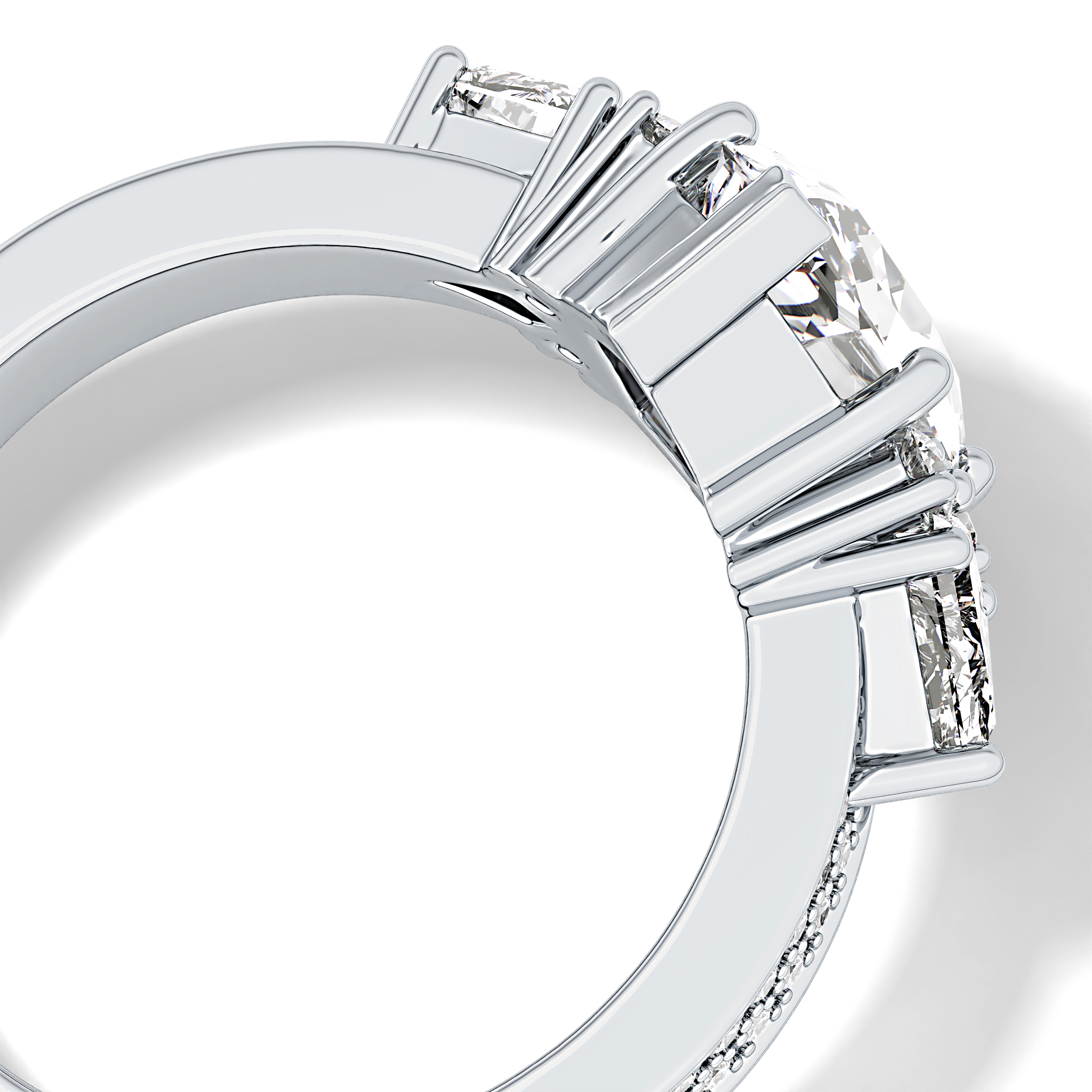Custom Cut 3.28 Carat Moissanite Ring – Multi Stones Setting in Gold