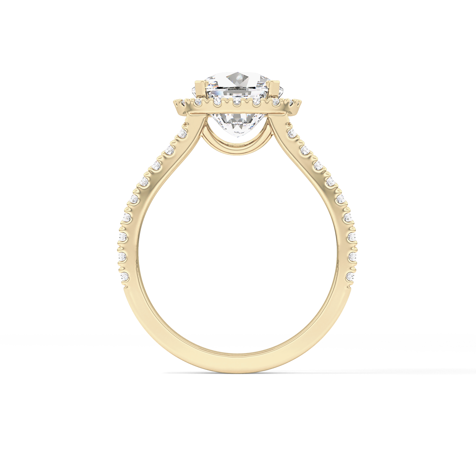 Cushion Cut 3.28 Carat Moissanite Ring – Split Shank & Halo Setting in Gold