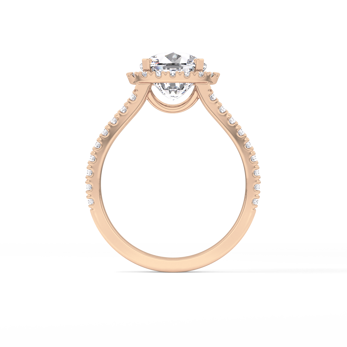 Cushion Cut 3.28 Carat Moissanite Ring – Split Shank & Halo Setting in Gold