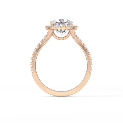 Cushion Cut 3.28 Carat Moissanite Ring – Split Shank & Halo Setting in Gold
