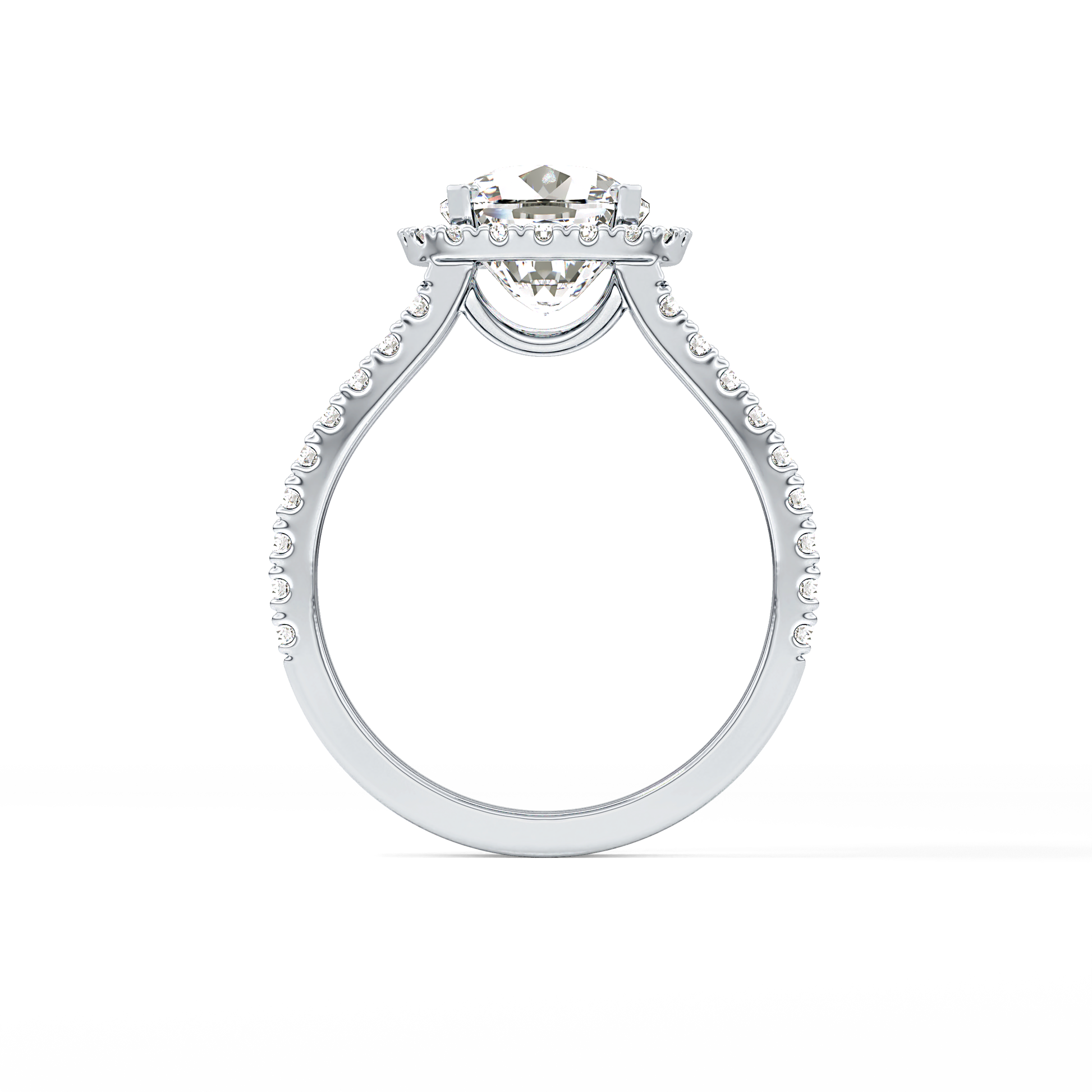 Cushion Cut 3.28 Carat Moissanite Ring – Split Shank & Halo Setting in Gold