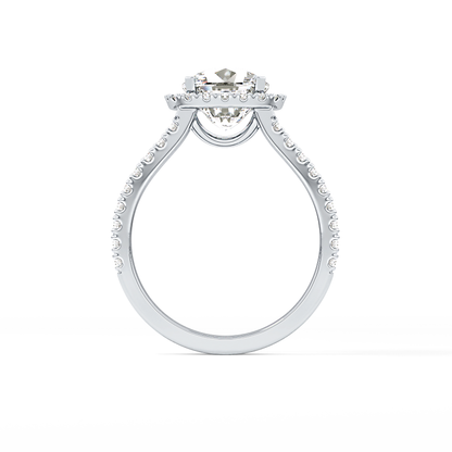Cushion Cut 3.28 Carat Moissanite Ring – Split Shank & Halo Setting in Gold