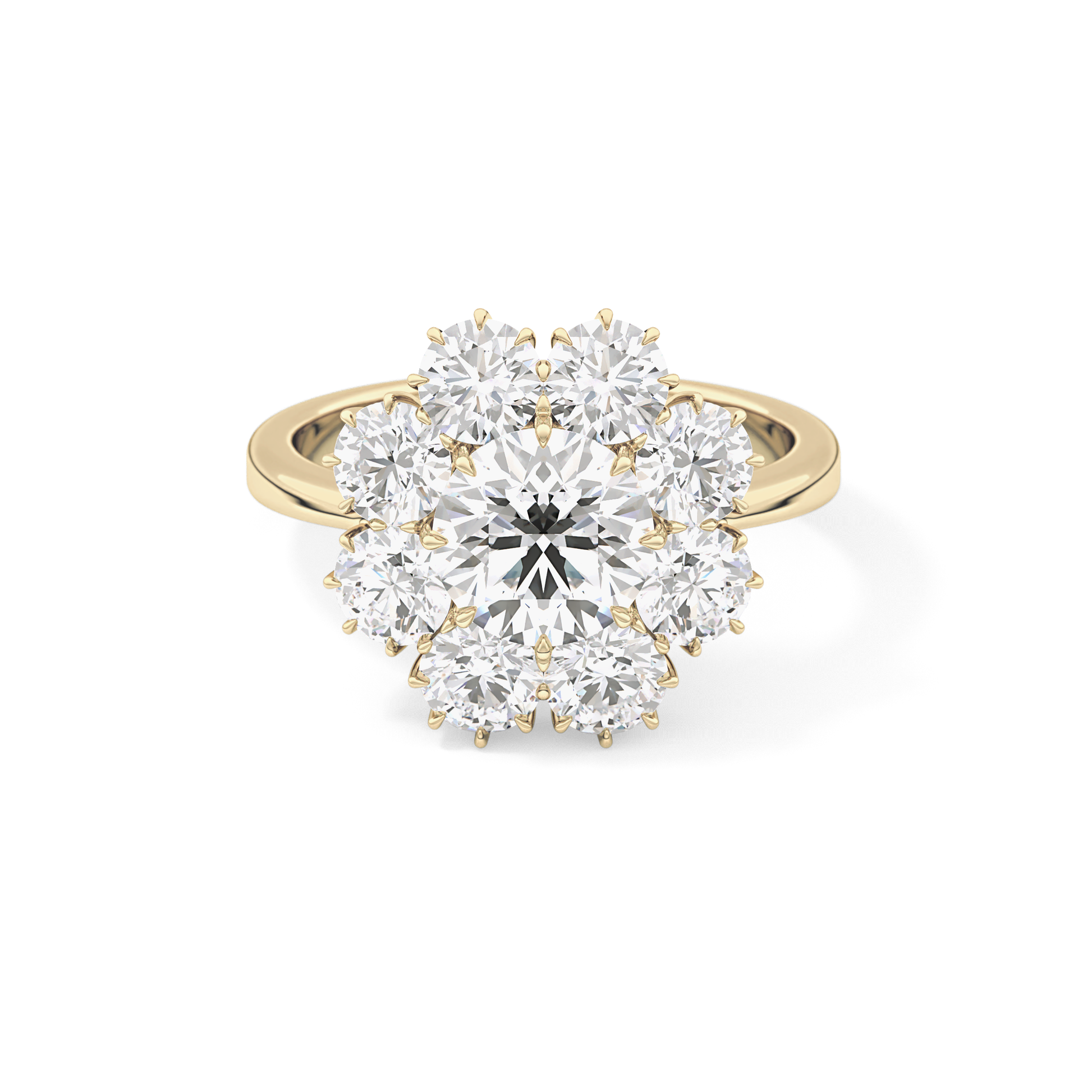 Round Cut 1.34 Carat Moissanite Ring – Halo Setting in Gold