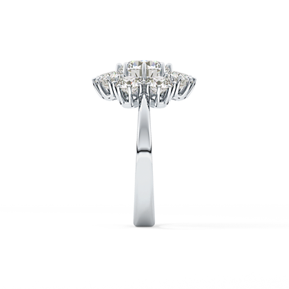 Round Cut 1.34 Carat Moissanite Ring – Halo Setting in Gold