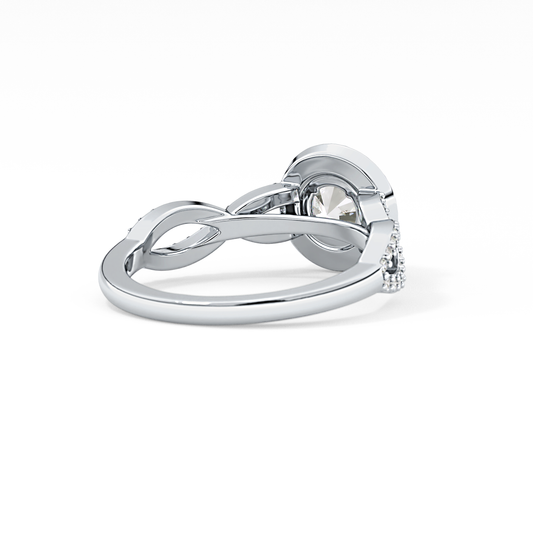 Round Cut 0.8 Carat Moissanite Ring – Double Halo Twisted Pave Setting in Gold