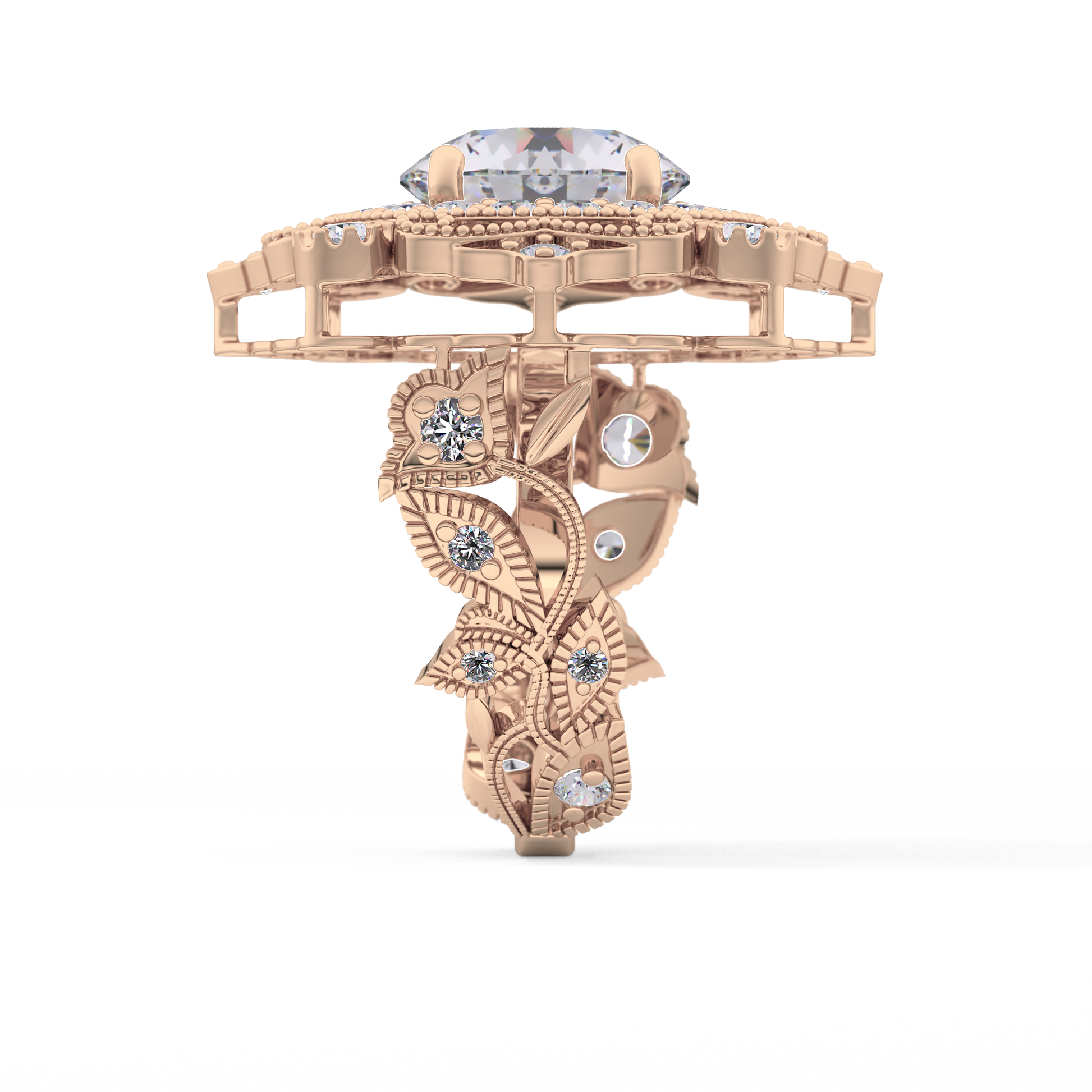 Round Cut 4.14 Carat Moissanite Ring – Vintage Cluster Setting in Gold