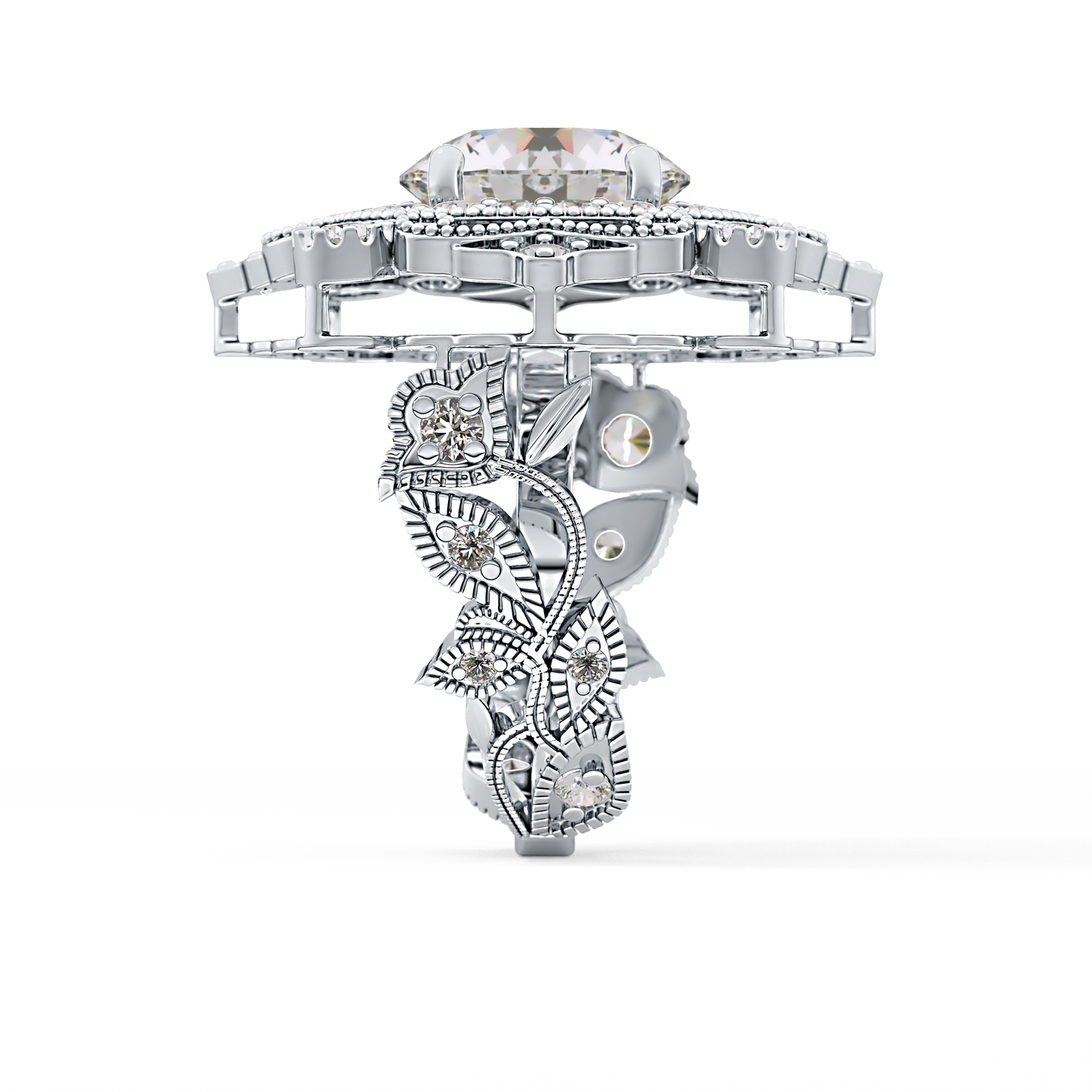Round Cut 4.14 Carat Moissanite Ring – Vintage Cluster Setting in Gold