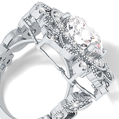 Round Cut 4.14 Carat Moissanite Ring – Vintage Cluster Setting in Gold