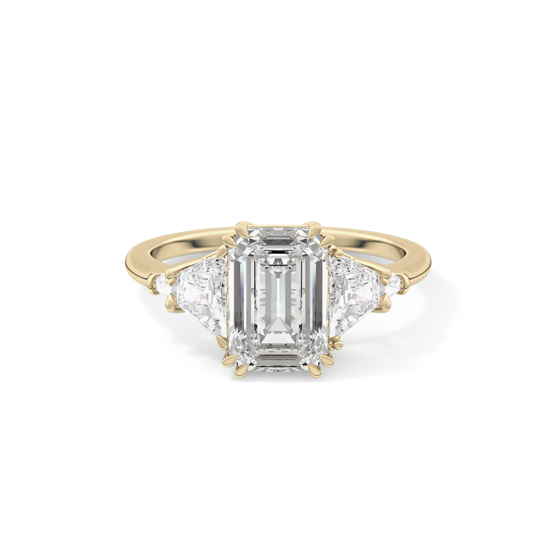 Emerald Cut 1.90 Carat Moissanite Ring – Five Stones Setting in Gold