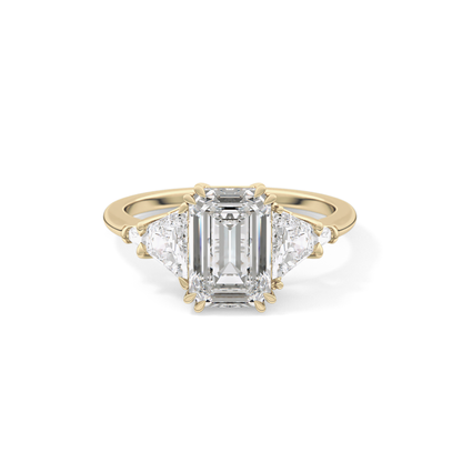 Emerald Cut 1.90 Carat Moissanite Ring – Five Stones Setting in Gold