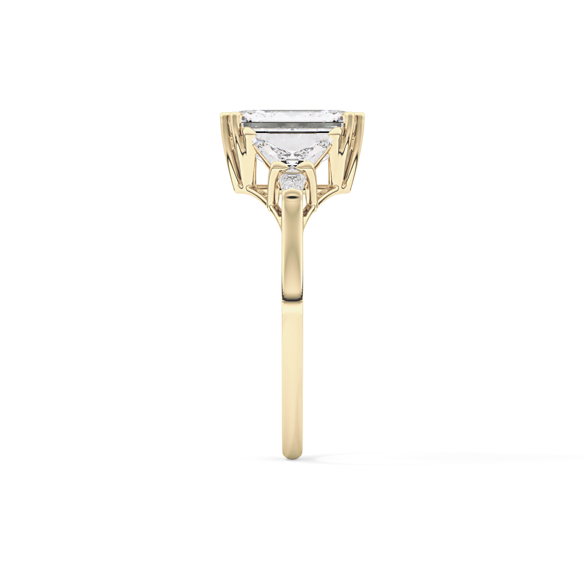 Emerald Cut 1.90 Carat Moissanite Ring – Five Stones Setting in Gold