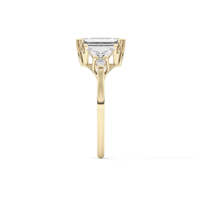 Emerald Cut 1.90 Carat Moissanite Ring – Five Stones Setting in Gold
