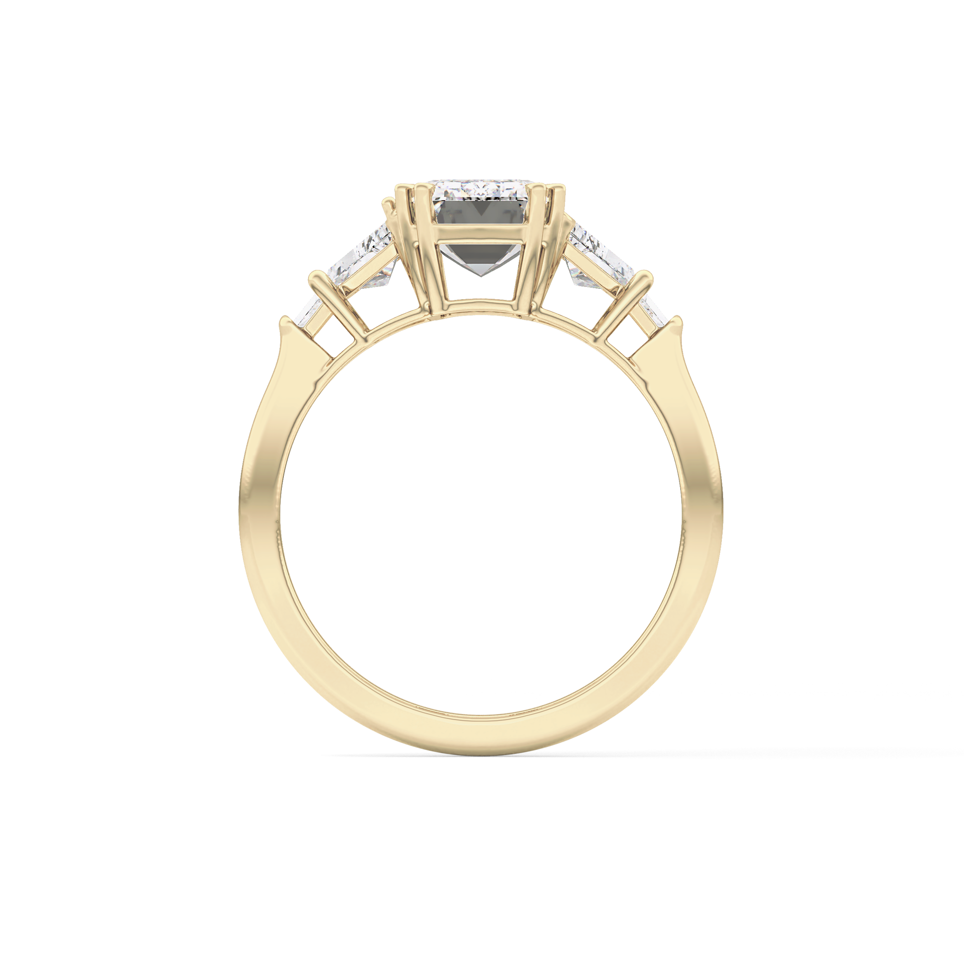 Emerald Cut 1.90 Carat Moissanite Ring – Five Stones Setting in Gold